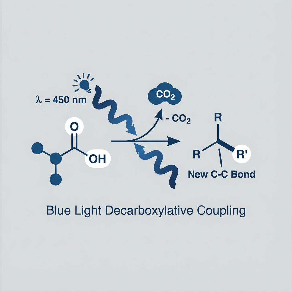 Blue Light-Mediated Decarboxylative Coupling Transforms Carboxylic Acid Feedstocks